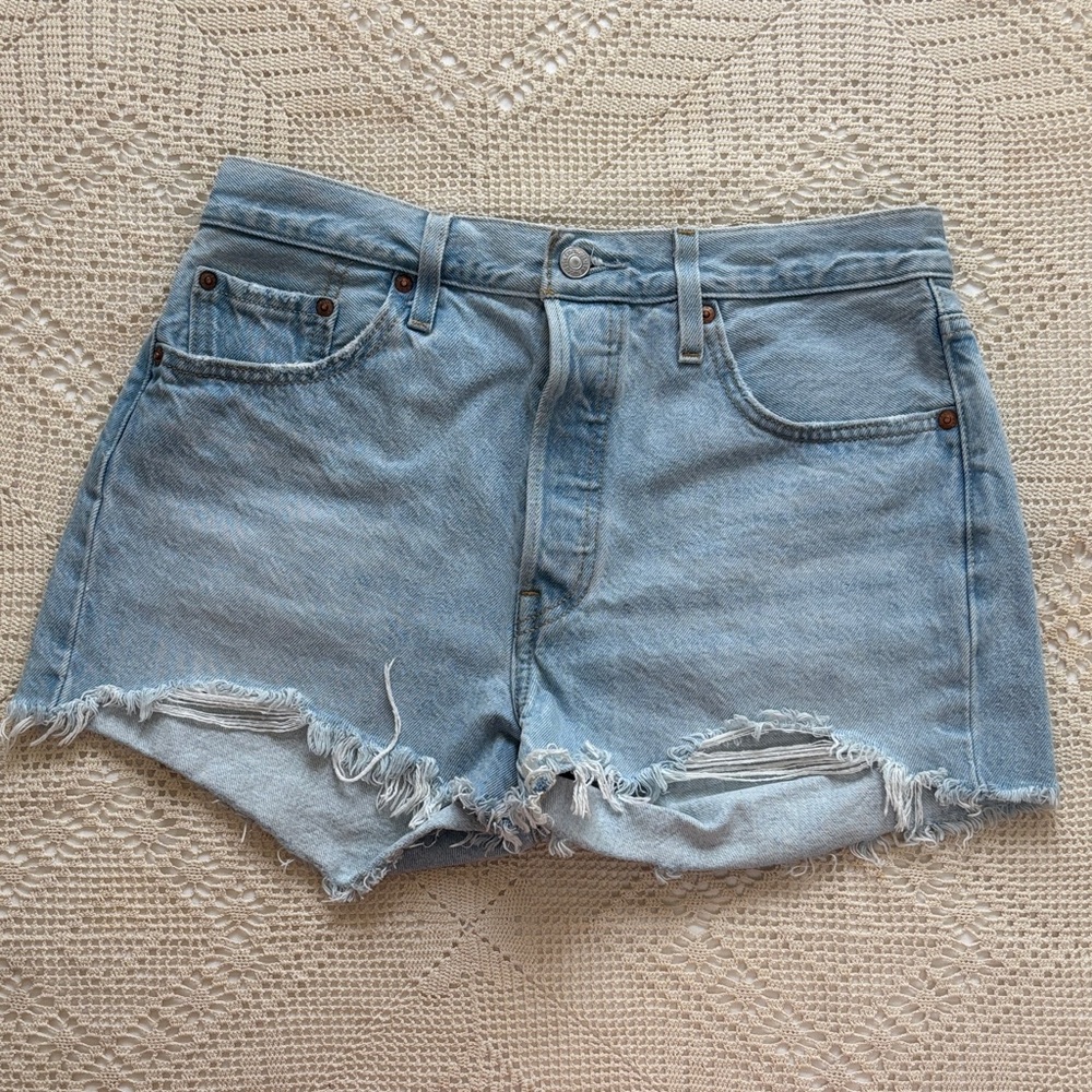 Levi’s light blue denim shorts